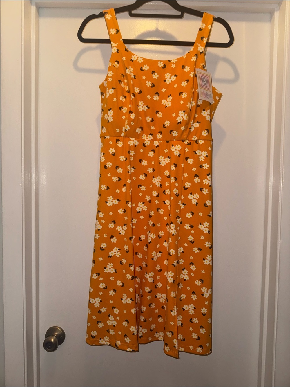 LuLaRoe Navy Sundress with Yellow Floral Design